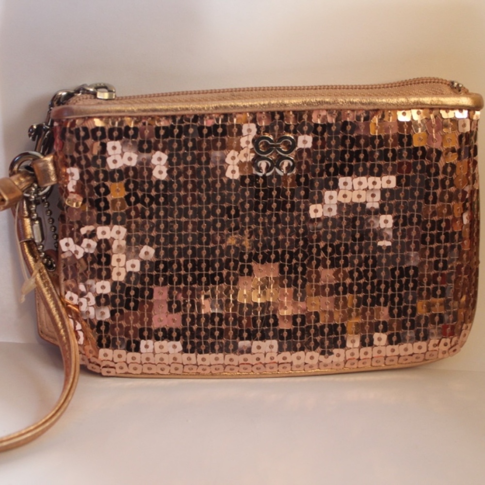 Coach Sequin Rose Gold Wristlet